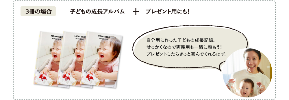 3冊の場合 子供の成長アルバム+プレゼント用にも！