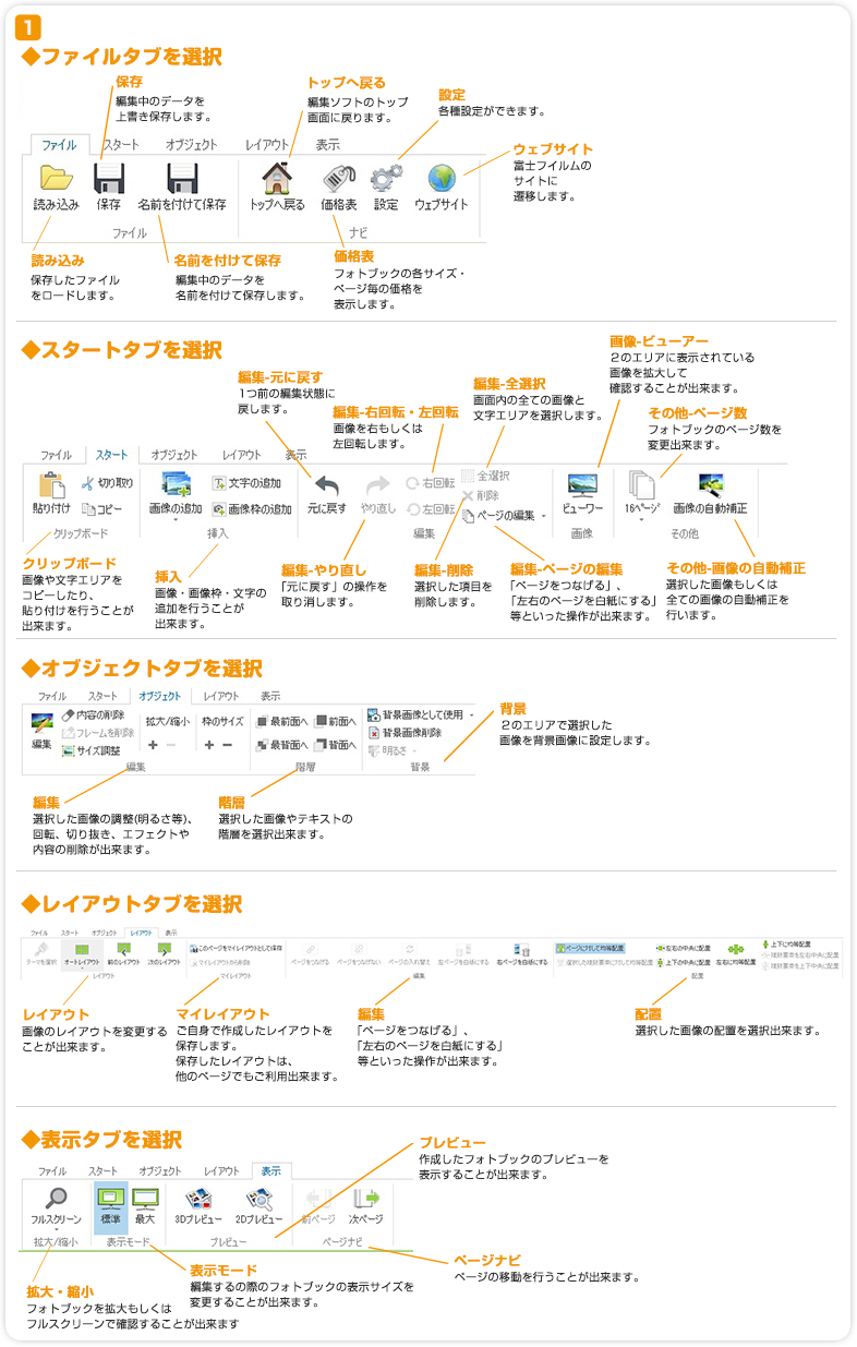 編集画面の使い方 フジフイルムのフォトブック